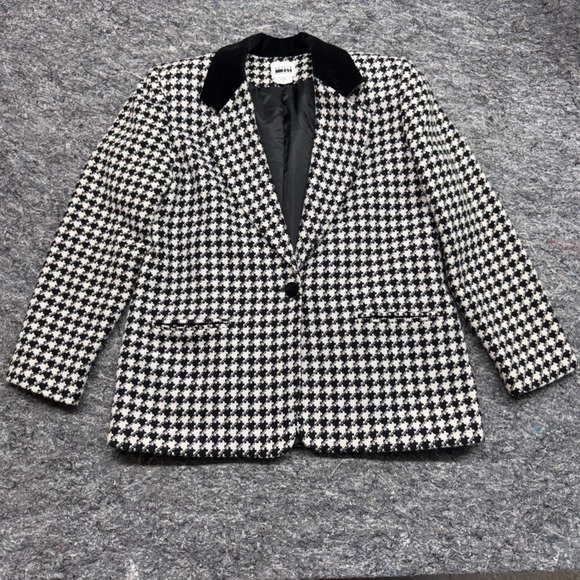 Leslie Fay Sportswear Jackets & Blazers - Leslie Fay Sportswear Houndstooth Blazer Black White Velvet Collar Size 12